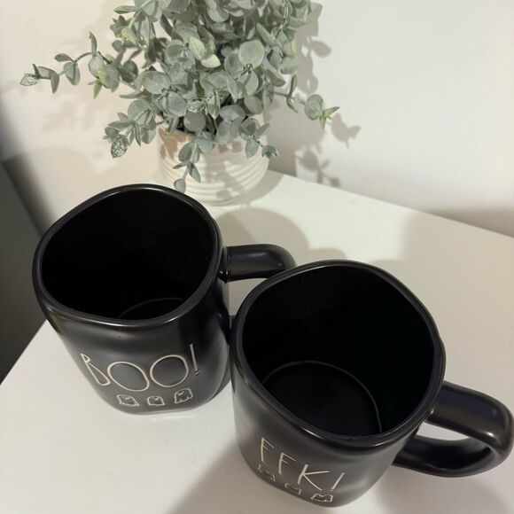 Rae Dunn Halloween "Boo! · Eek!” Black Mug Set • 16 oz Each • EUC - Picture 3 of 3